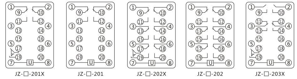 JZY（J)-411靜態中間繼電器內部接線圖及外引接線圖